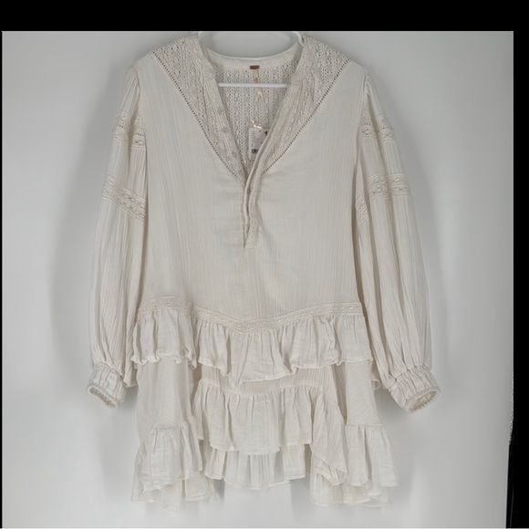 NWT FREE PEOPLE Bohemian Cream Ruffle MINI - Picture 4 of 6
